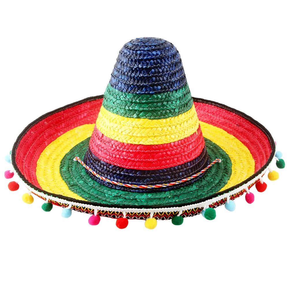 2496 Mexican Sombrero Hat Giant Straw Farbic Sombrero Hat Cinco de Mayo